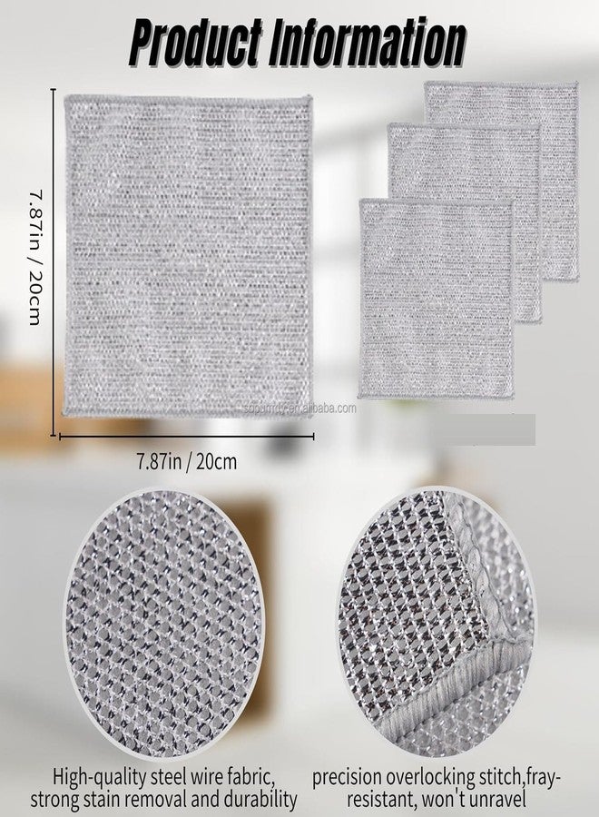 ZEVON® Pack of 5 Multipurpose Non-Scratch Wire Dishwashing Rags, Metal Mesh Cleaning Cloth for Kitchen and Balcony, Reusable Rag, Wet and Dry Use - Essential Cleaning Pack, 2024 Latest Kitchen Gadgets - Image 4
